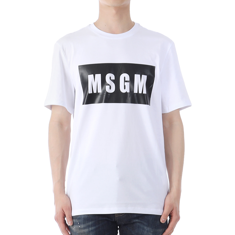 MSGM 박스 로고 반팔 티셔츠 2000MM520 01