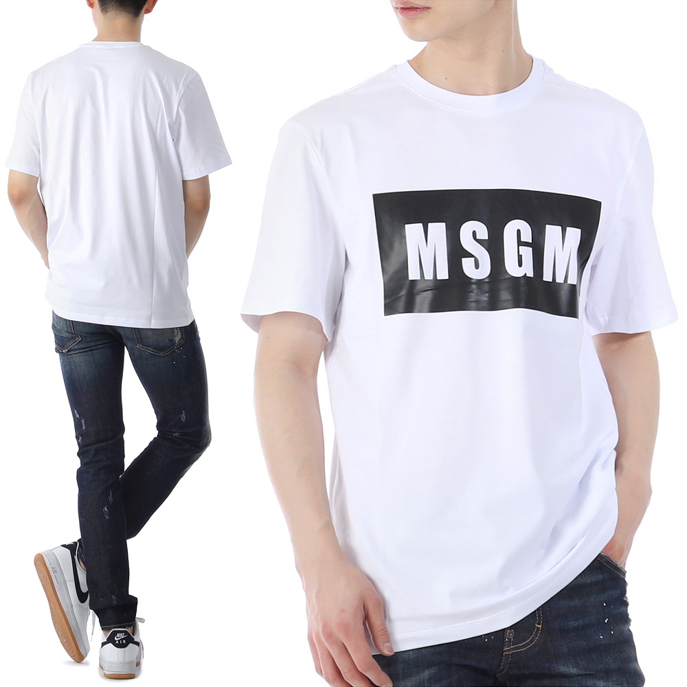 MSGM 박스 로고 반팔 티셔츠 2000MM520 01